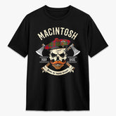 MacIntosh Modern Tartan Crest 2D T-shirt - Alba Skull Style